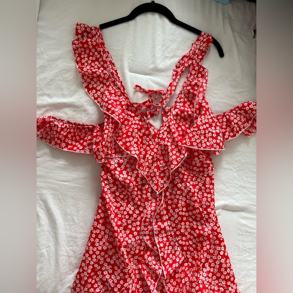 Red Floral Ruffle Dress - Picture 12 of 15